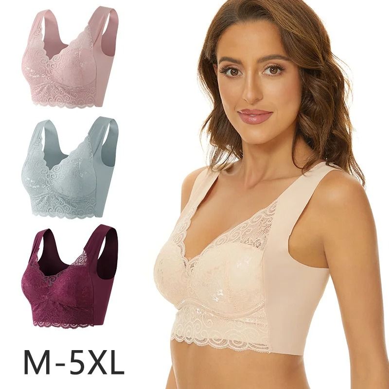 Plus Size Lace Wireless Push Up Bra With Comfortable Support 0
