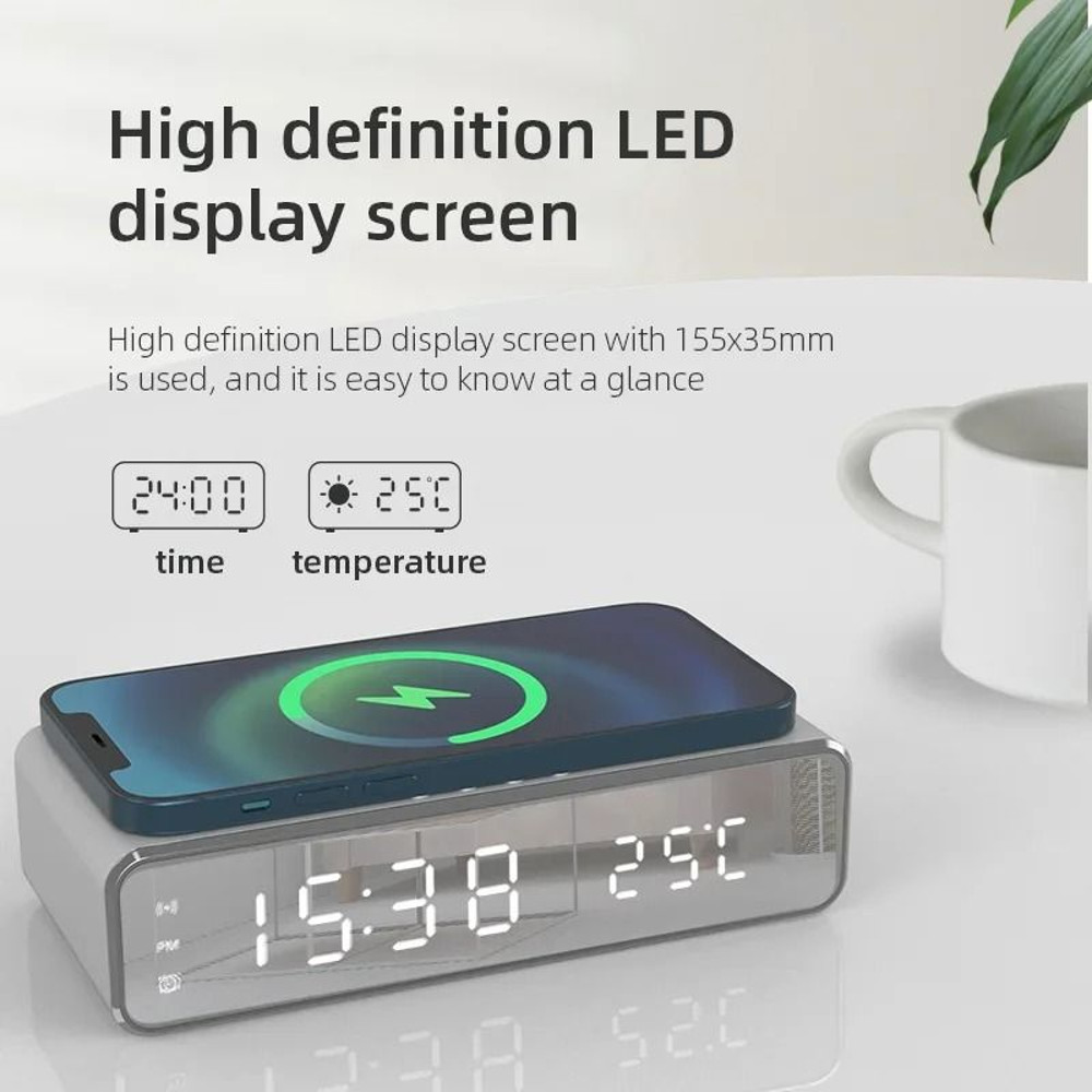 Wireless Charger Stand With Alarm Clock LED Display 0