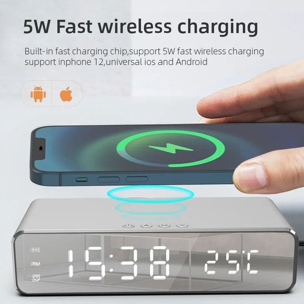Wireless Charger Stand With Alarm Clock LED Display 2