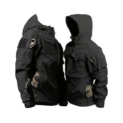men tactical soft shell waterproof jacket with fleece lining