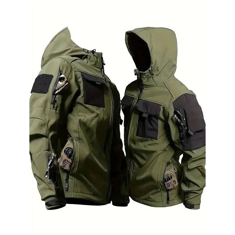 Men Tactical Soft Shell Waterproof Jacket With Fleece Lining 7