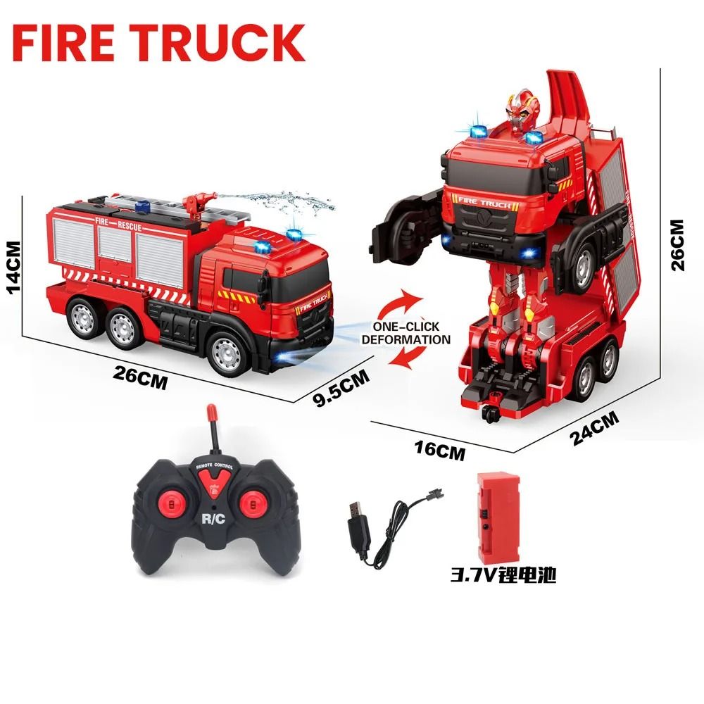 Transforming RC Engine Truck Robot Toy With Lights For Kids 9