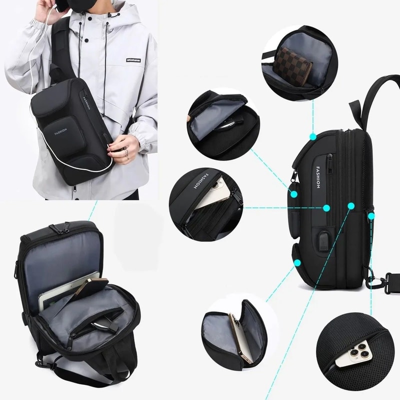 Waterproof Anti Theft Crossbody Chest Sling Bag For Men 3