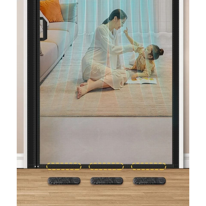 Magnetic Mesh Door Screen Insect Proof Fiberglass Net For Fresh Air Flow 4