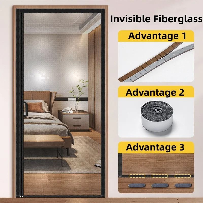 Magnetic Mesh Door Screen Insect Proof Fiberglass Net For Fresh Air Flow 5