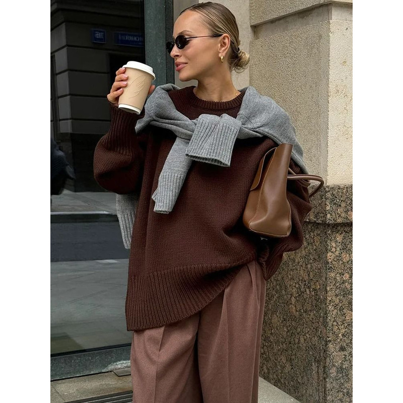 Cozy Oversized Womens Sweater Knitted Winter Pullover 6
