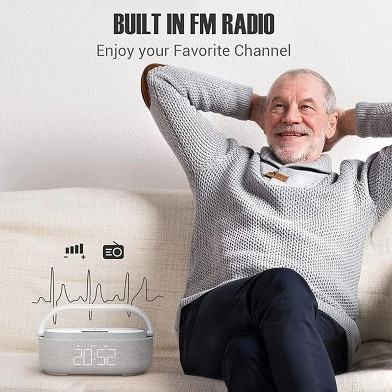 Portable Bluetooth Speaker With Wireless Charger FM Radio And Dimmable Light 4