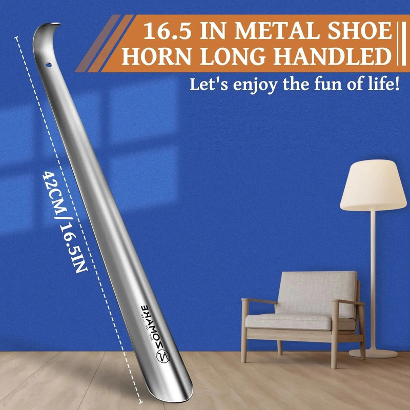 Long Handled Metal Shoe Horn For Easy Shoe Wearing 13