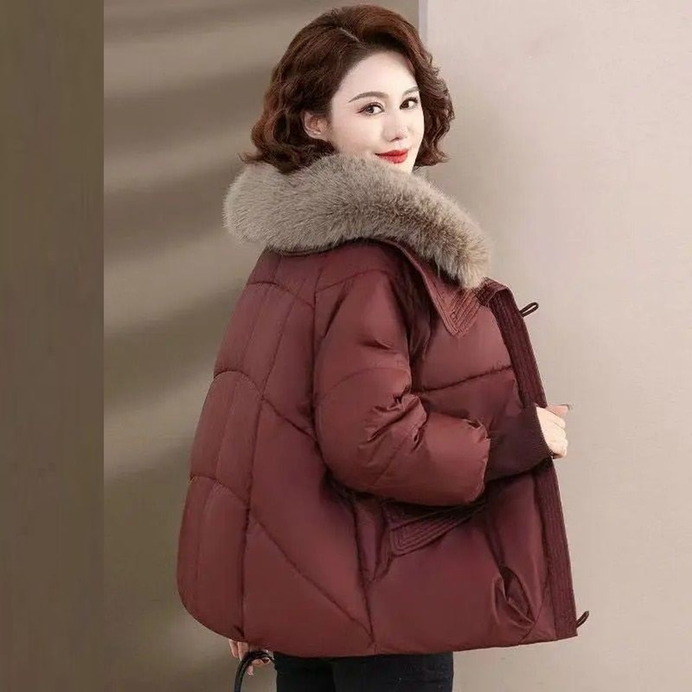 Winter Down Cotton Padded Jacket With Fur Collar For Women 11