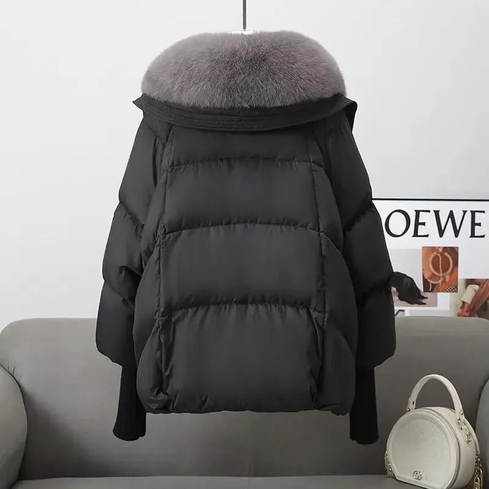 Winter Down Cotton Padded Jacket With Fur Collar For Women 1