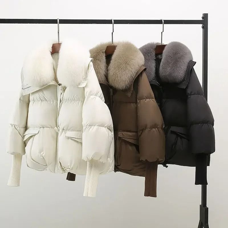 Winter Down Cotton Padded Jacket With Fur Collar For Women 5