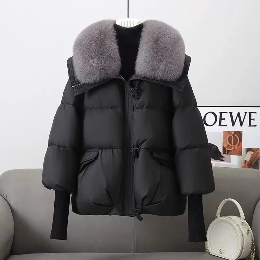Winter Down Cotton Padded Jacket With Fur Collar For Women 6