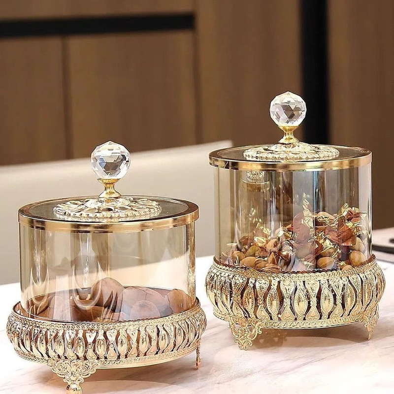European Style Luxury Glass Candy Jar Decorative Storage Jar 4