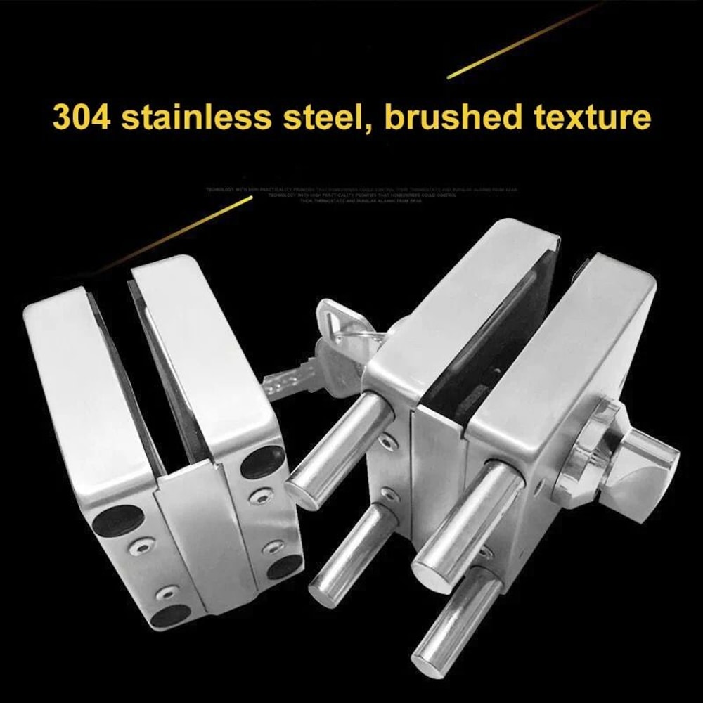 Stainless Steel Glass Door Lock DoubleSided For Sliding Or Hinged Glass 4