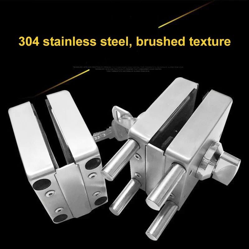 Stainless Steel Glass Door Lock DoubleSided For Sliding Or Hinged Glass 4