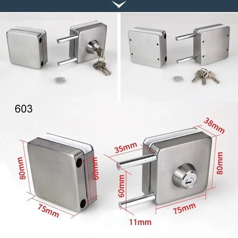 Stainless Steel Glass Door Lock DoubleSided For Sliding Or Hinged Glass 7