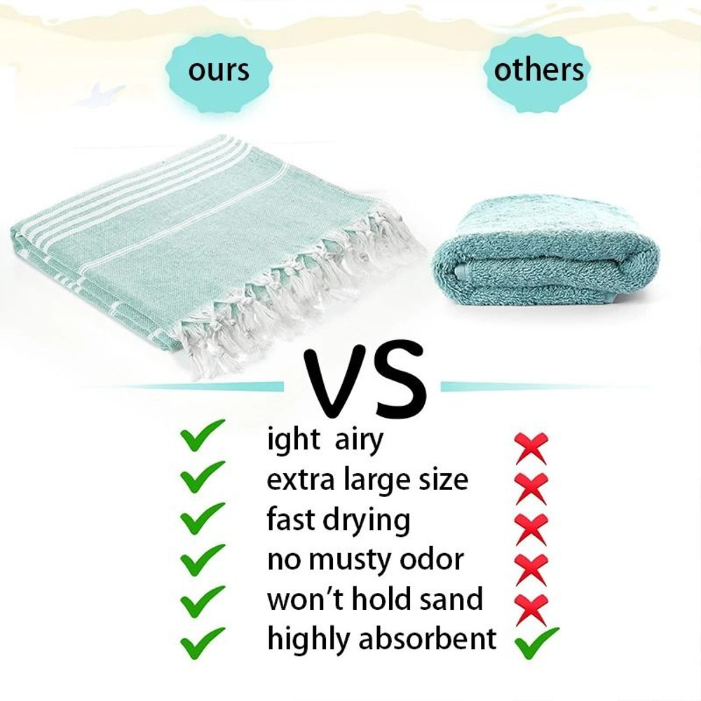 Oversized Quick Dry Cotton Beach Towel Lightweight Sand Free Travel Bath Towel 1
