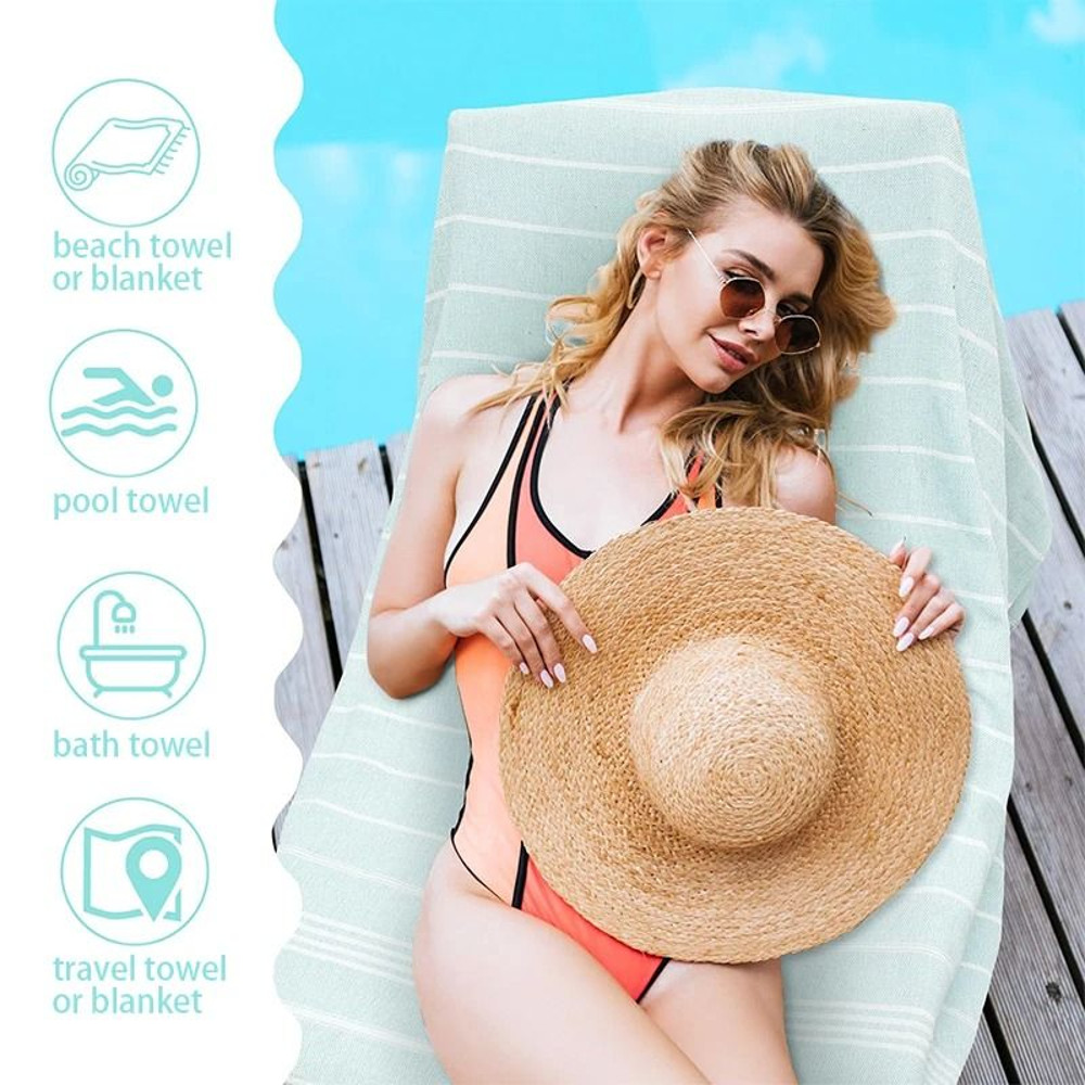 Oversized Quick Dry Cotton Beach Towel Lightweight Sand Free Travel Bath Towel 4