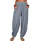 Womens Cotton Linen Wide Leg Harem Pants 5