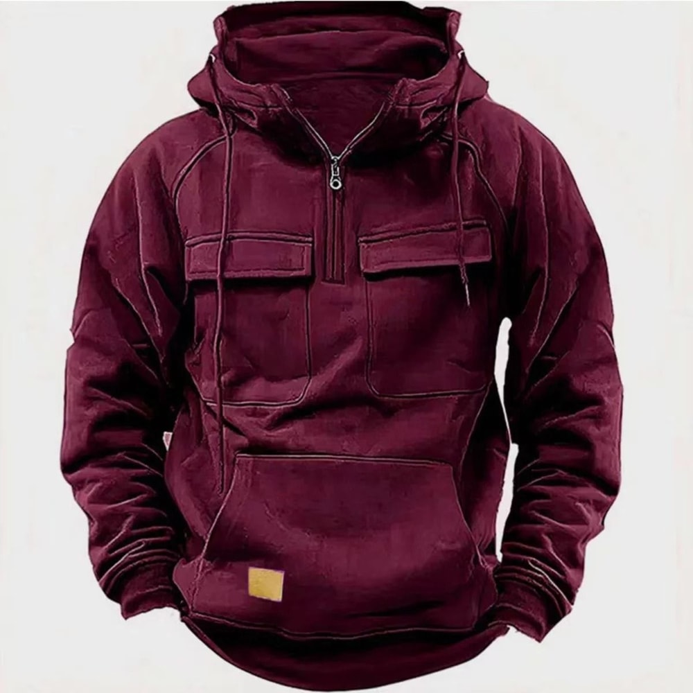 Autumn Winter Mens Casual Hoodie With Multi Pocket Design 2