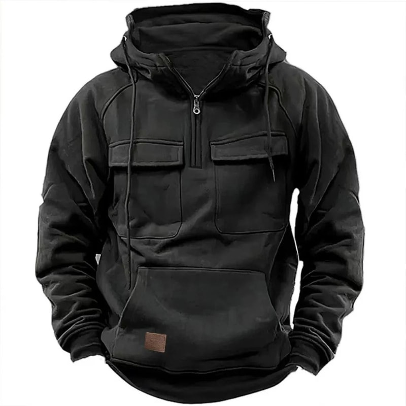 Autumn Winter Mens Casual Hoodie With Multi Pocket Design 8