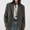 Women Woolen Plaid Blazer Retro Mid Length Jacket 3
