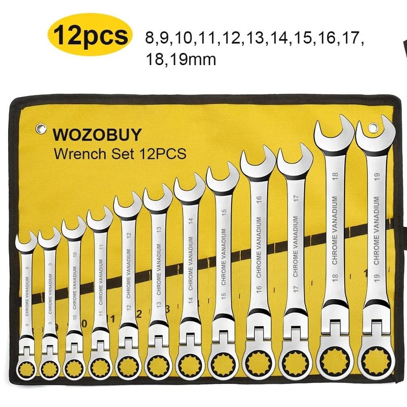 Ratcheting Combination Wrench Set With Flex Head And Storage Bag 11