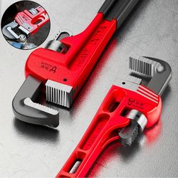 heavy duty adjustable pipe wrench with floating jaw and i beam handle