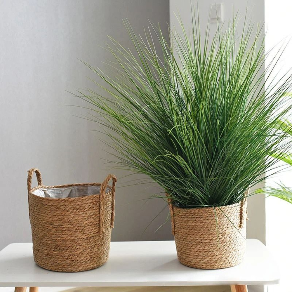 Handmade Straw Woven Basket Planter  Storage Holder 1