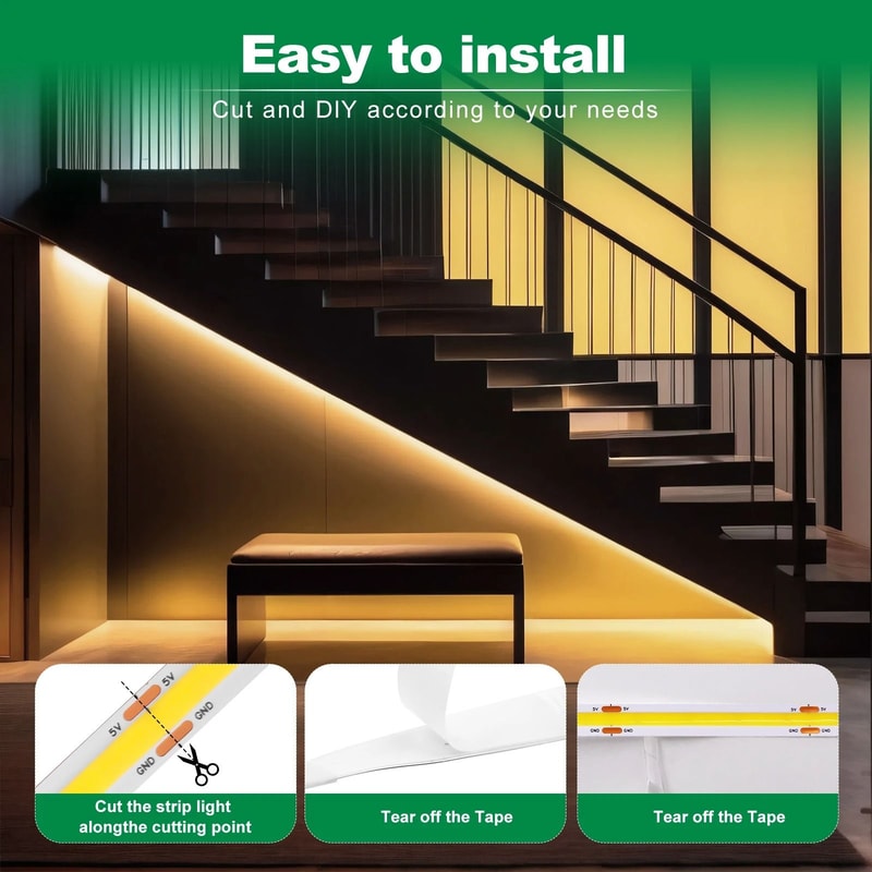 COB LED Motion Sensor Strip Light USB Powered Night Lighting 5