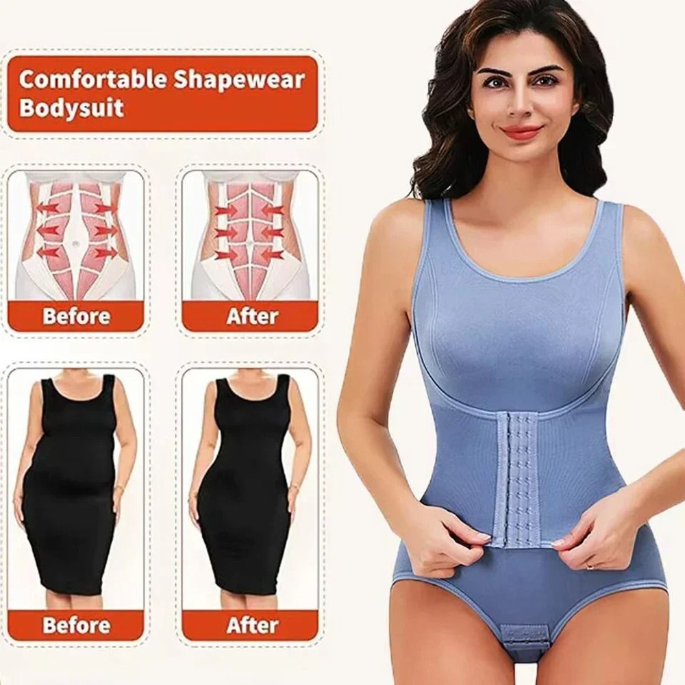 Womens Bodysuit Shapewear With Zipper Belt And Tummy Control 4