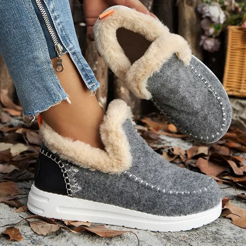 Womens FurLined Winter Ankle Boots Warm Casual Snow Footwear 1