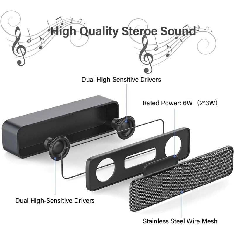 Portable USB Mini Stereo Speaker With Dual Sound And 3D Surround For Laptop And Desktop 3