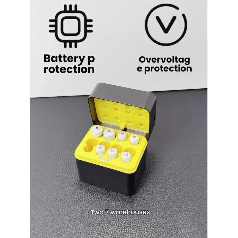 8 Slot Smart Battery Charger Case For AA And AAA Batteries With Auto Shutoff 1