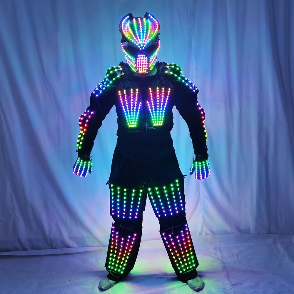 LED Robot Performance Suit With Glowing Armor Pants And Mask 0