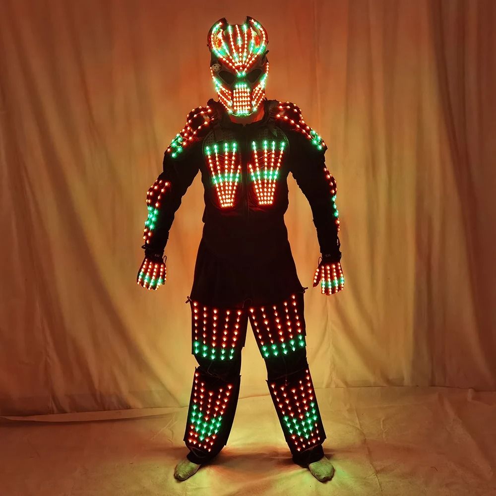 LED Robot Performance Suit With Glowing Armor Pants And Mask 1