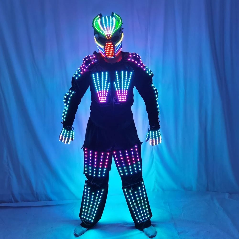 LED Robot Performance Suit With Glowing Armor Pants And Mask 2