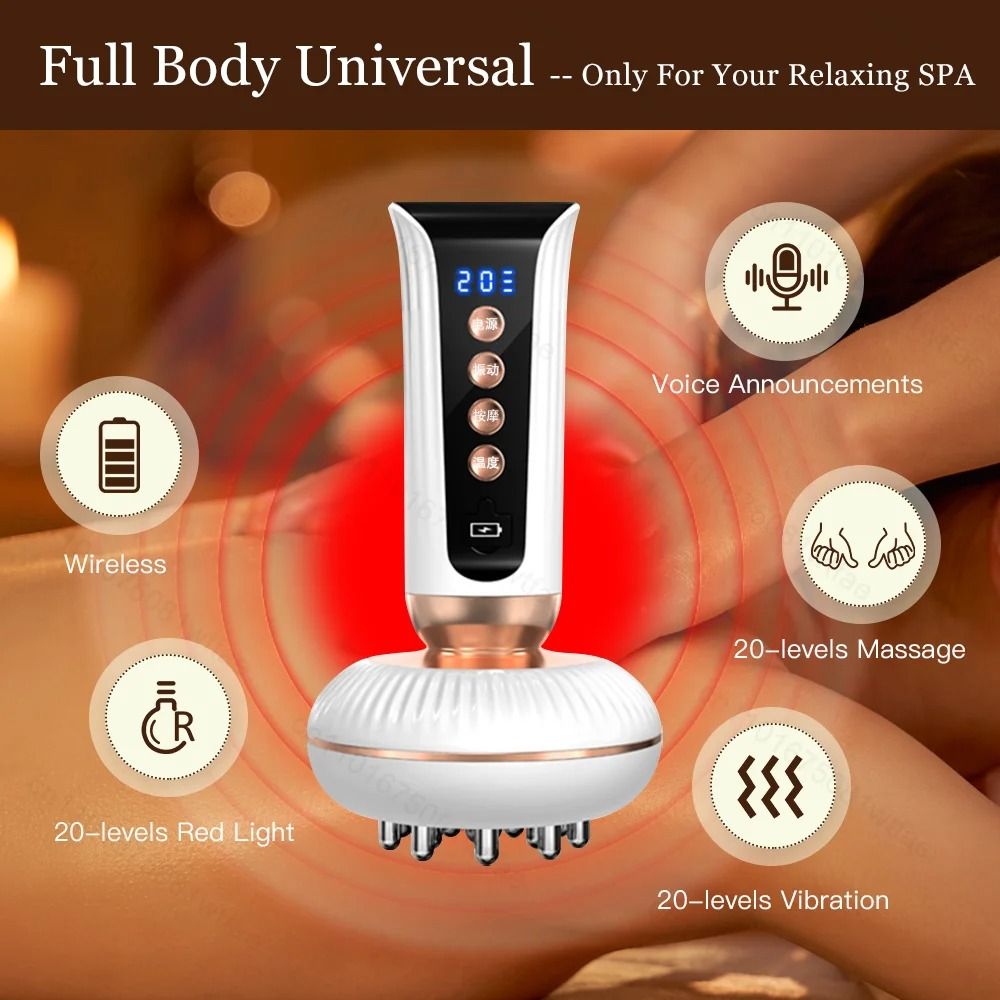 Red Light Heated Body Shaping Massage Brush With EMS And Guasha Therapy 1