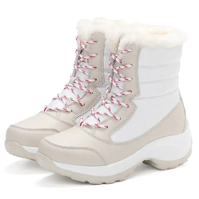 Womens Waterproof Platform Ankle Boots With Plush Lining 6