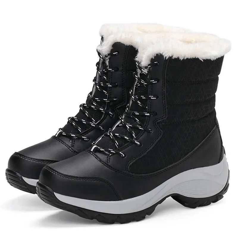 Womens Waterproof Platform Ankle Boots With Plush Lining 7