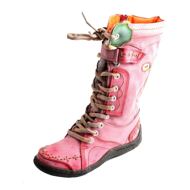 Womens Long Warm Leather Winter Boots With Hand Stitched Design 2