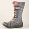 Womens Long Warm Leather Winter Boots With Hand Stitched Design 5