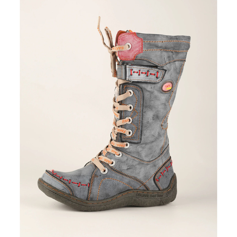 Womens Long Warm Leather Winter Boots With Hand Stitched Design 5