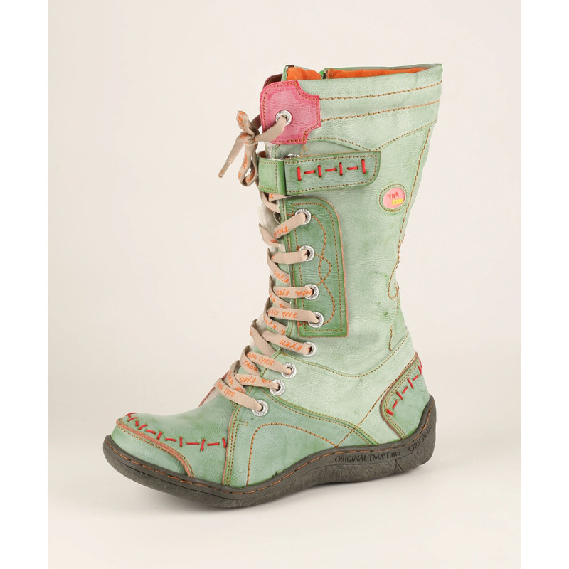 Womens Long Warm Leather Winter Boots With Hand Stitched Design 7