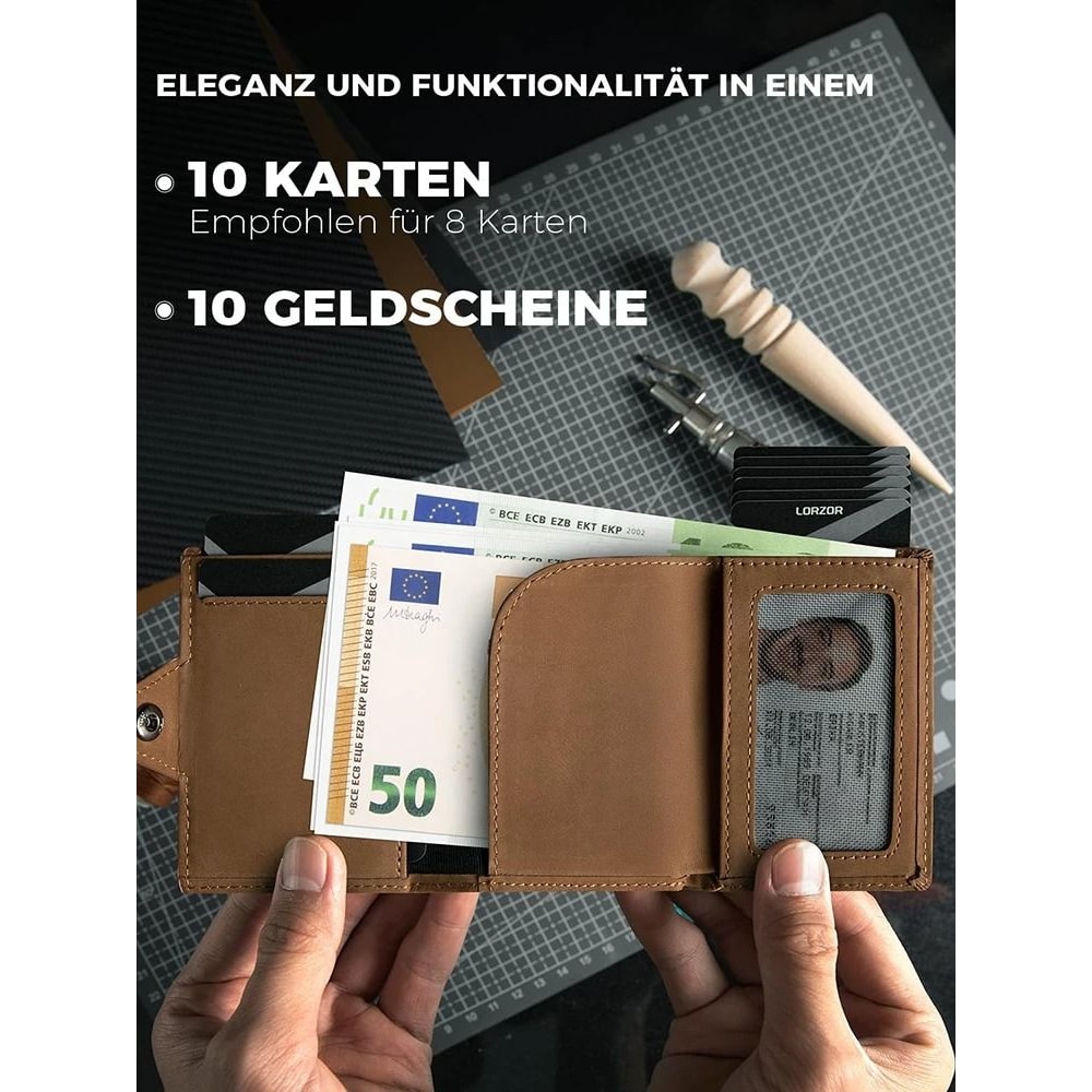 Mens Leather Wallet With Air Tag Slot And RFID Protection 1