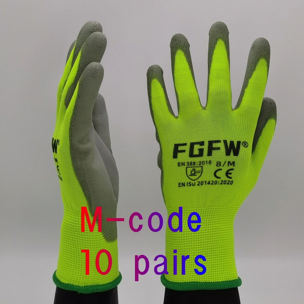 10 Pairs PU Coated Safety Work Gloves 9