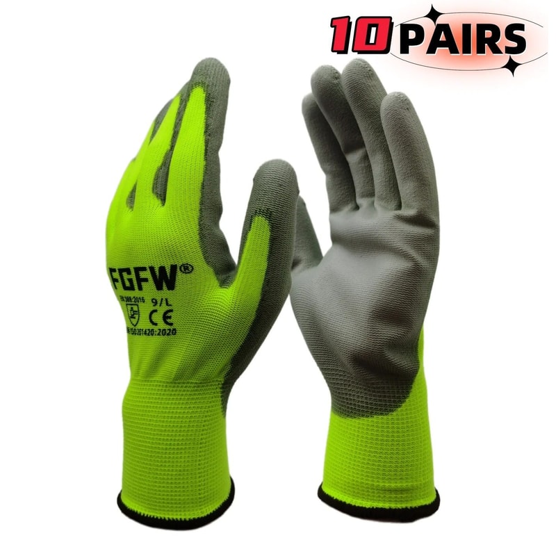 10 Pairs PU Coated Safety Work Gloves 4