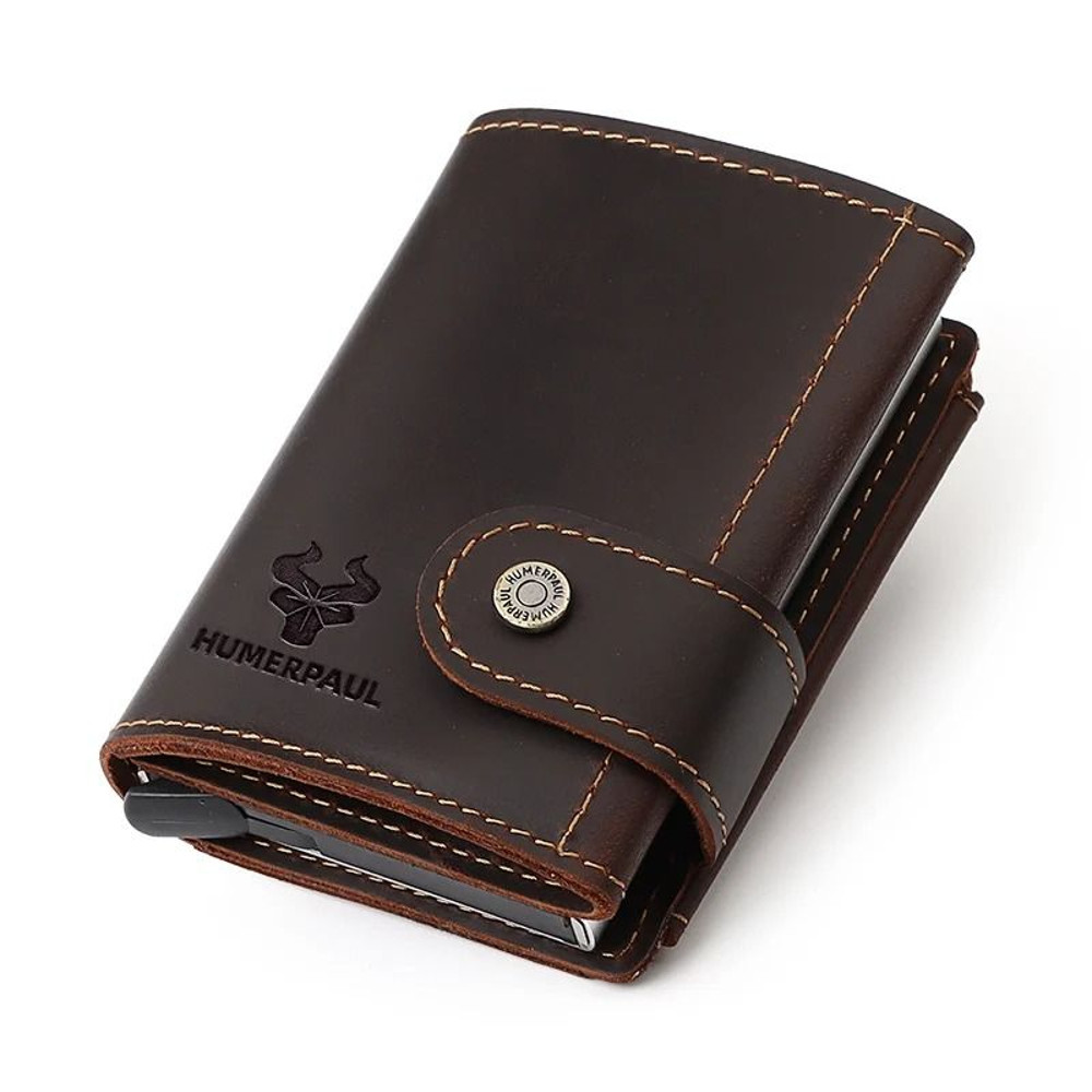 Slim Genuine Leather Mens Wallet With Coin Purse Card Slots 5
