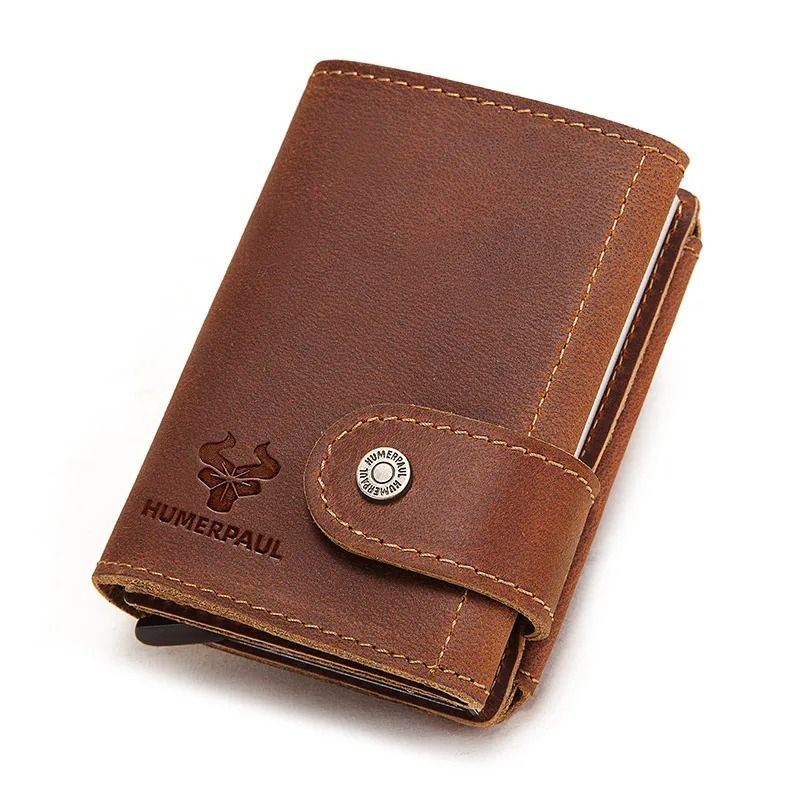 Slim Genuine Leather Mens Wallet With Coin Purse Card Slots 6