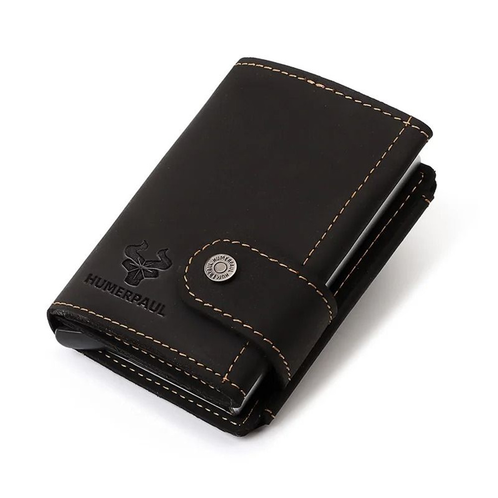 Slim Genuine Leather Mens Wallet With Coin Purse Card Slots 7
